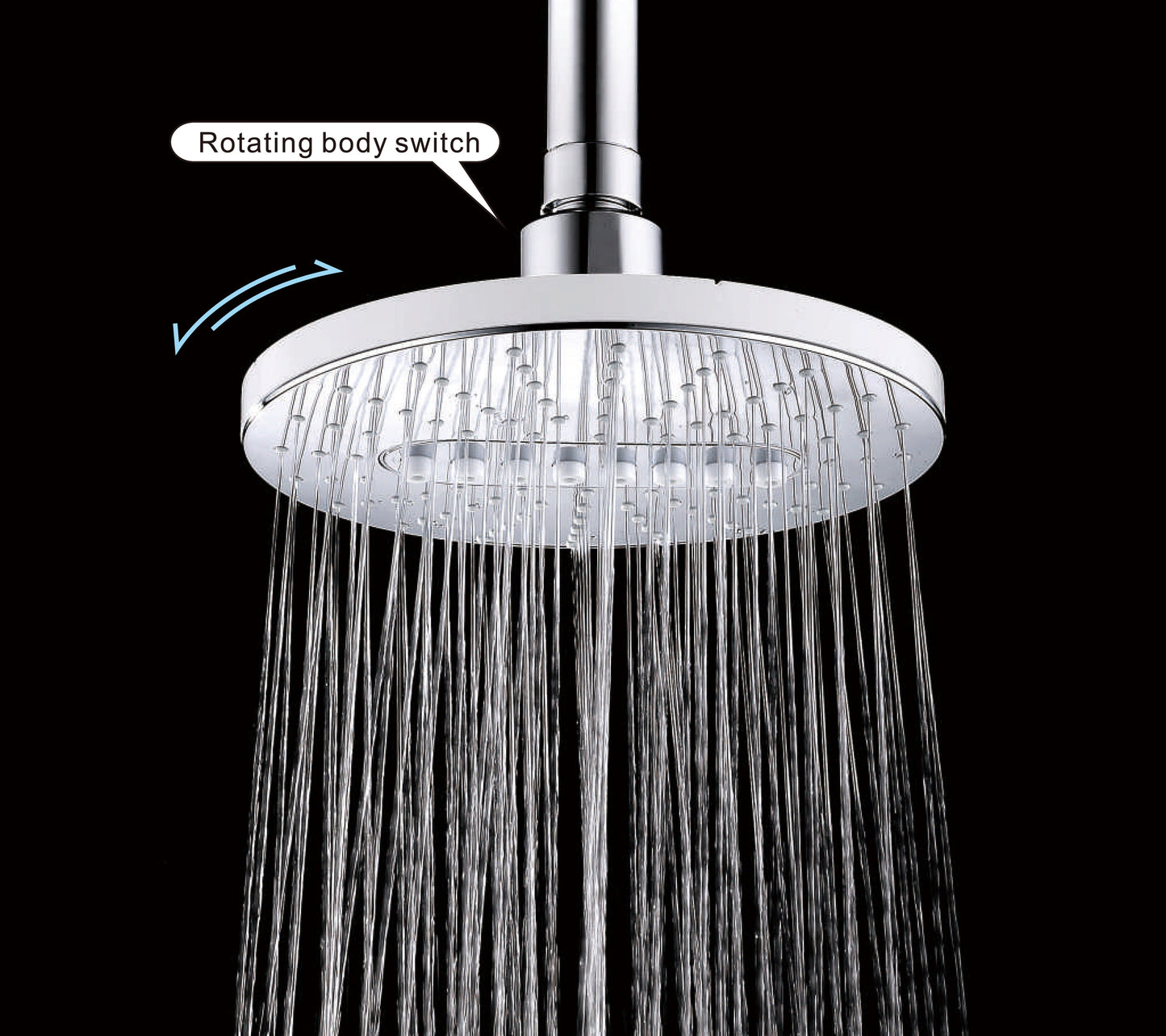 6.3" 2-Spray Rainfall Shower Head with Adjustable Angles